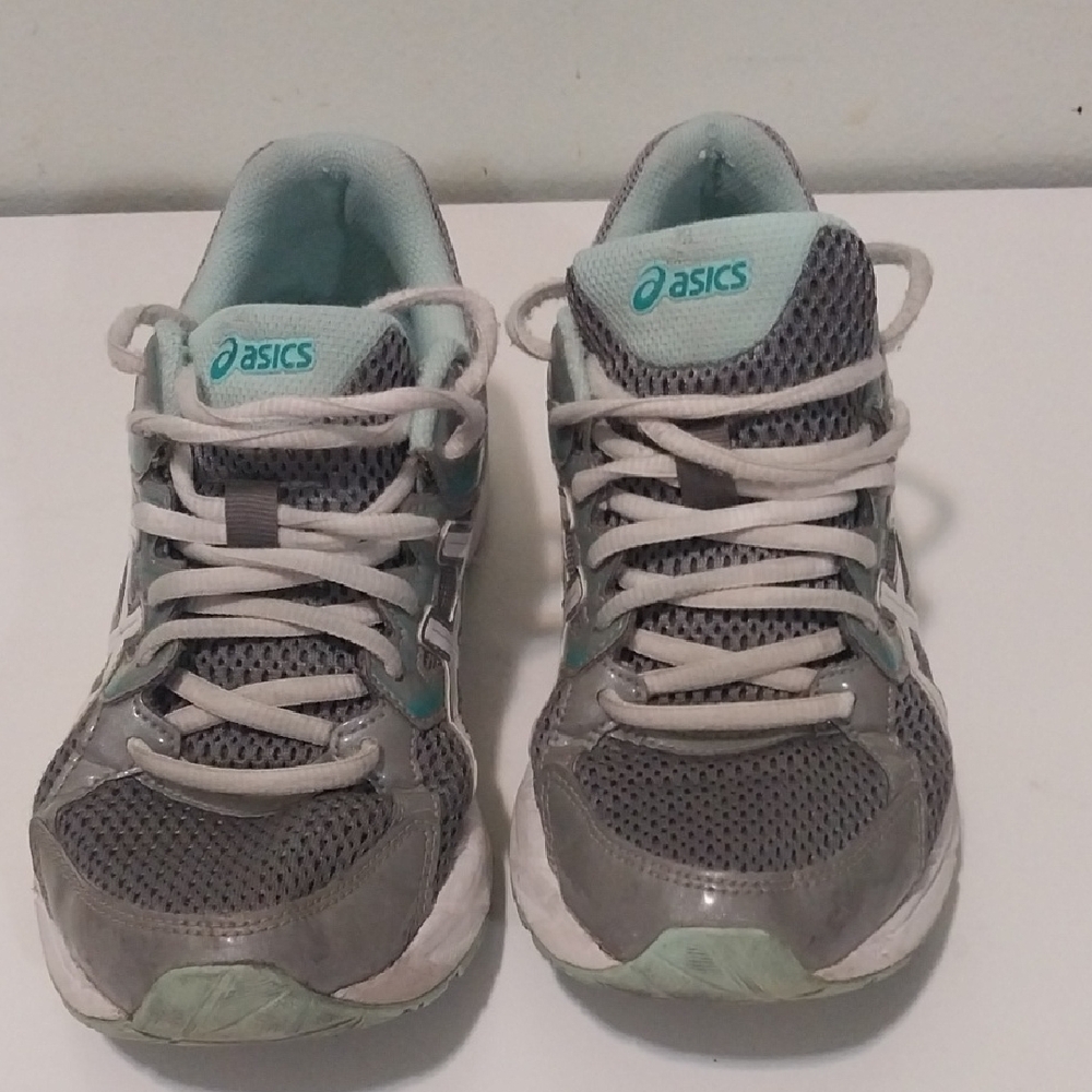 Asics Gray and Light Green Running Shoes